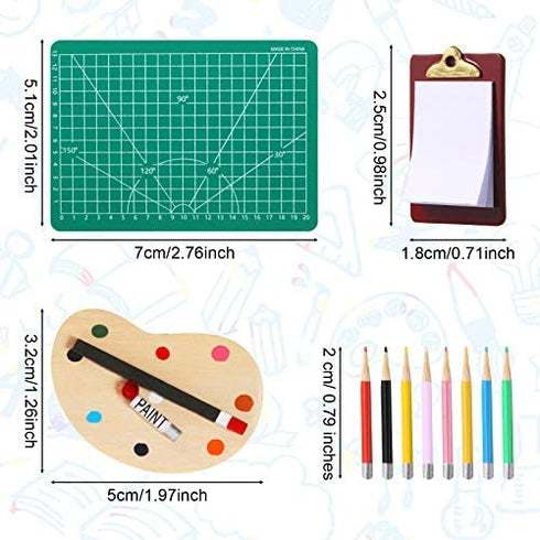 20 Pieces Doll School Supplies Set, Mini Doll Zipper Backpack Doll Books Doll Palette Miniature Paper Clipboard Pencil Rulers and Mat Dollhouse School Accessories Kit for Doll Miniatures Play Set