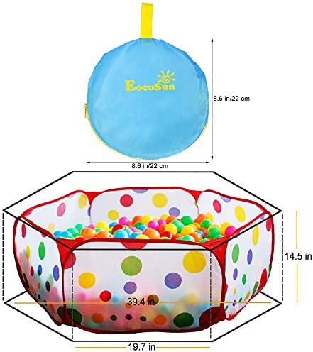 EocuSun Kids Ball Pit Large Pop Up Toddler Ball Pits Tent for Toddlers Girls Boys for Indoor Outdoor Baby Playpen w/ Zipper Storage Bag, Balls Not Included (ARed)