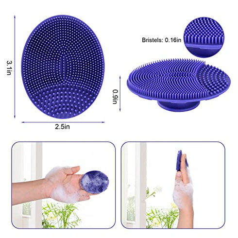 INNERNEED Silicone Face Cleansing Scrubber, Exfoliating Scrub Manual Handheld Facial Brush Blackhead Remover, Food-grade Soft Bristle (Pack of 4)