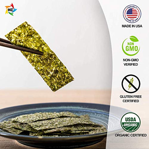 KIMNORI Seasoned Seaweed Snacks Sheets – Organic Korean BBQ Flavor 12 Individual Packs Roasted Crispy Premium 100% Natural Laver Kim Nori 4g 0.14 Ounce ? ?? ?? ??