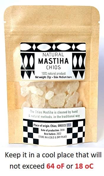 Chios Mastiha Tears Gum Greek 100% Natural Mastic Packs From Mastic Growers Fresh (20gr Medium Tears)
