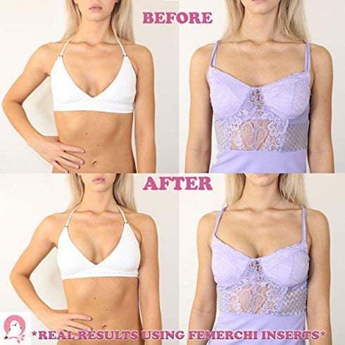 Femerchi Silicone Bra Inserts Pads for Sizes A-D – Breathable, Nonslip Breast Enhancers Inserts – Reusable, Washable Bra Pads Inserts Push Up – Semi-Adhesive Design for Bra, Bikini, Sports Bra