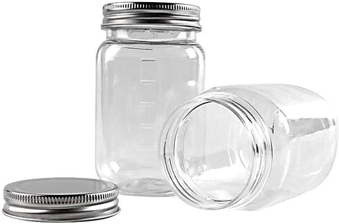 novelinks 16 Ounce Clear Plastic Jars Containers With Screw On Lids - Refillable Round Empty Plastic Slime Storage Containers for Kitchen & Household Storage - BPA Free (10 Pack)