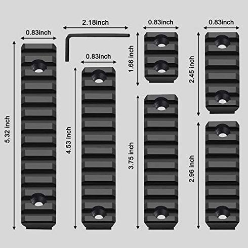 Bontok Picatinny Rail Set, 3-Slot 5-Slot 7-Slot 9-Slot 11-Slot 13-Slot Aluminum Picatinny Rails Section with 13 T-Nuts & 13 Screws & 6 Allen Wrench