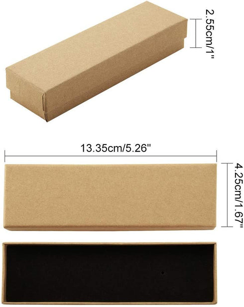 PH PandaHall 20 Pack Necklace Bracelet Kraft Box, Rectangle Cardboard Watch Jewelry Gift Boxes with Sponge for Pendants Birthday Christmas Valentines Wedding Engagement Anniversaries, 1.6x5.2x1 Inch