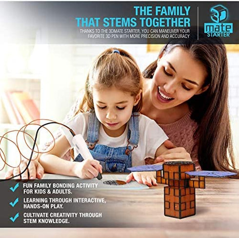 3Dmate Starter - Transparent 3D Pen Mat 9 x 7 Inches - Flexible Two-Sided Heat-Resistant Silicone - 3D Pen Accessories Compatible with Stencils - STEM Activity for Kids, Adults