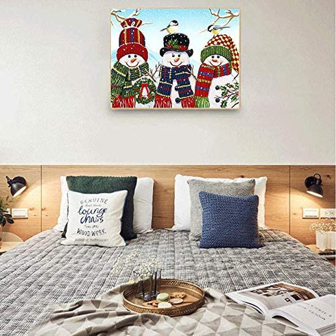 Kimily DIY Paint by Numbers for Adults Kids Christmas Paint by Numbers DIY Painting Snowman Christmas Acrylic Paint by Numbers Painting Kit Home Wall Living Room Bedroom Decoration Christmas Snowman
