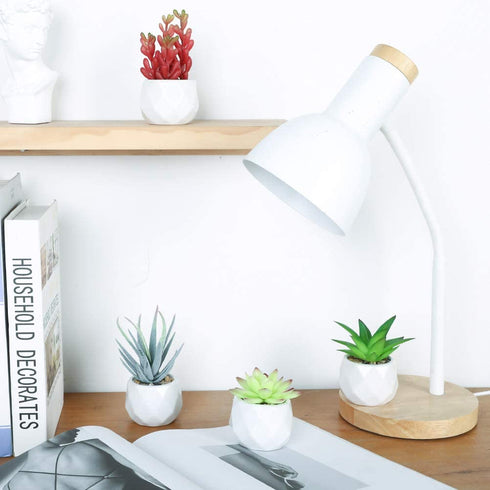 Veryhome Fake Succulent Plants Artificial Faux Succulents Mini Potted Plastic Succulents for Home Office Room Deco (Black Geometric Potted - 4pcs)