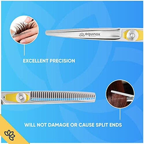 Equinox Professional Hair Cutting Scissors Set - Hair Cutting & Thinning/Texturizing Shears Set - 6.5” Overall Length - Razor Edge Barber Scissors for Men & Women - Premium Shears For Salon & Home Use