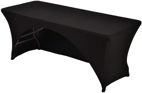 Spandex Table Cover 5 ft. Fitted Polyester Tablecloth Stretch Table Cover Table Topper Open Back - Black