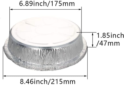50 Pack Round Aluminum Foil Pans Disposable Containers with Straight Walls for Storing, Baking, Meal Prep Reheating Freezer Oven Safe