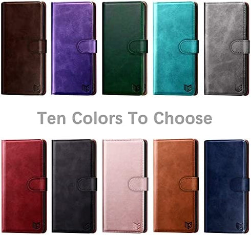 SUANPOT for Samsung Galaxy S10 6.1"(Non S10e,S10+) with RFID Blocking Leather Wallet case Credit Card Holder,Flip Folio Book Phone case Shockproof Cover Women Men for Samsung S10 case Wallet (Blue)