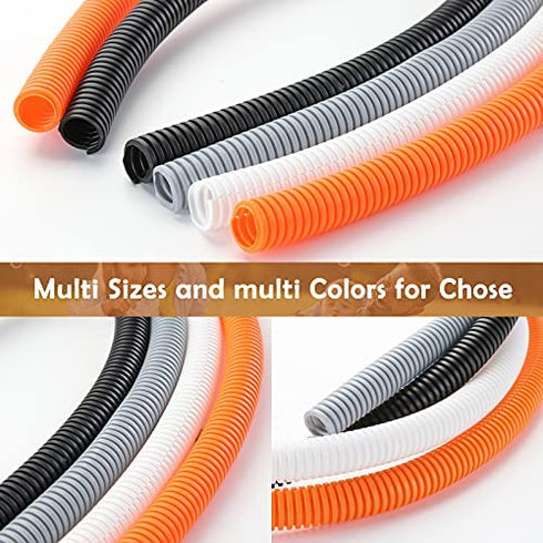 ZhiYo 20FT 3/8” Wire Loom Split Tubing Auto Wire Conduit Flexible Cover | High Temperature Heat Resistant -40F to 257F | Plastic Cover for Electrical Wires & Cables, Black