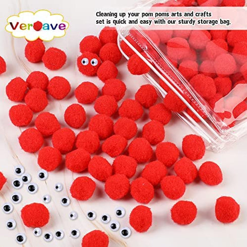 Veroave 150 Pieces Pom Poms 1 Inch Red,Small Pom Poms for Crafts,Fuzzy Balls,Puff Balls,Arts and Crafts Pom Poms Balls for DIY Art Creative Crafts Decorations…