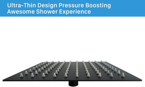 HIGH PRESSURE Rain Shower head, NearMoon High Flow Stainless Steel Square ShowerHead, Pressure Boosting Design, Awesome Shower Experience Even At Low Water Flow (8 Inch, Matte Black)