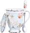 AWHOME Tea Cup and Lid and Spoon Set Royal Fine Bone China Coffee Mug 330ml Light Blue TeaCups