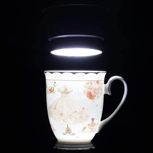 AWHOME Tea Cup and Lid and Spoon Set Royal Fine Bone China Coffee Mug 330ml Light Blue TeaCups