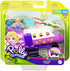 Polly Pocket Pollyville Airplane with Micro Polly Doll, Seating for 3 Passengers, Luggage Compartment, Restroom Door, Exit Ramp, Food Cart, Luggage & Vanity Case; for Ages 4 Years Old & Up