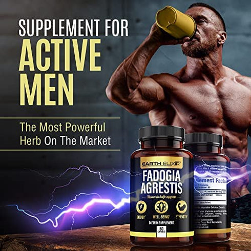 Earth Elixir Fadogia Agrestis Supplements 1200mg (60 Capsules) -Max Purity – 100% Pure Fadogia Agrestis Extract – Zero Fillers - Gluten Free - Non-GMO Vegan Capsules