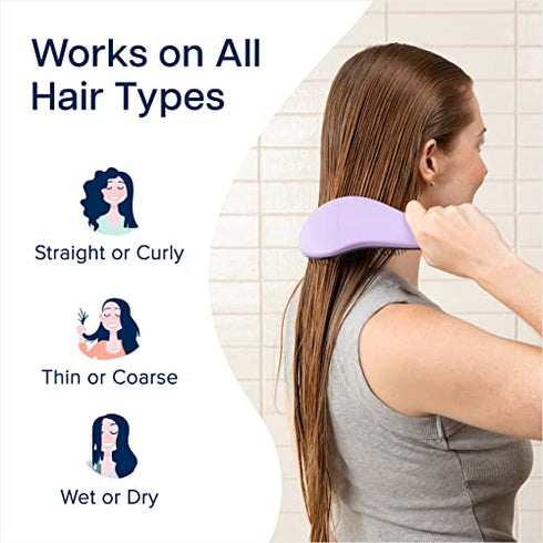Crave Naturals Glide Thru Detangling Hair Brush for Adults & Kids Hair - Detangler Brush for Natural, Curly, Straight, Wet or Dry Hair - Hairbrush for Men & Women - 1 Pack - Purple