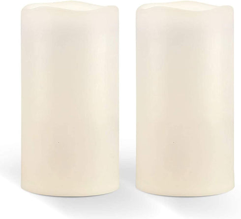 Homemory 6" x 4" Waterproof Outdoor Flameless Candles - Battery Operated Flickering LED Pillar Candles for Indoor Outdoor Lanterns, Long Lasting, Large, Set of 2