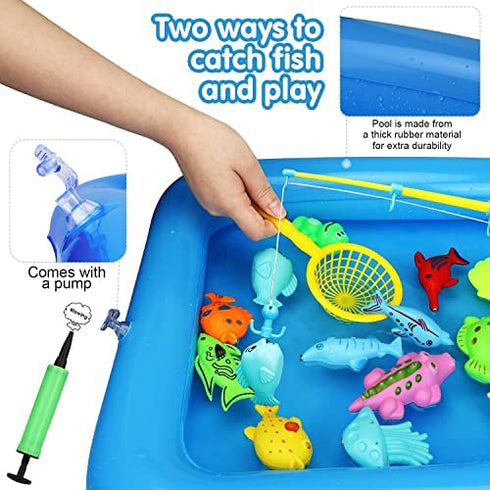 TOY Life Kids Magnetic Fishing Game with Toy Fishing Pole, Fishing Toy for Toddlers,Toddler Fishing Game, Pool Fishing Game, Water Toys for Kids,Outdoor Fishing Games for Kids 3-5,Fishing Bath Toy