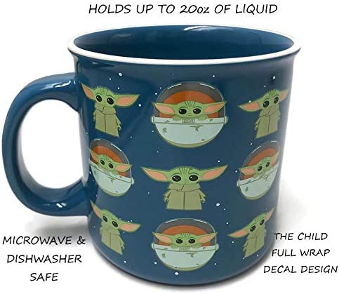 Silver Buffalo Star Wars The Mandalorian Repeat Poses Ceramic Camper-Style Coffee Mug, 20-Ounces