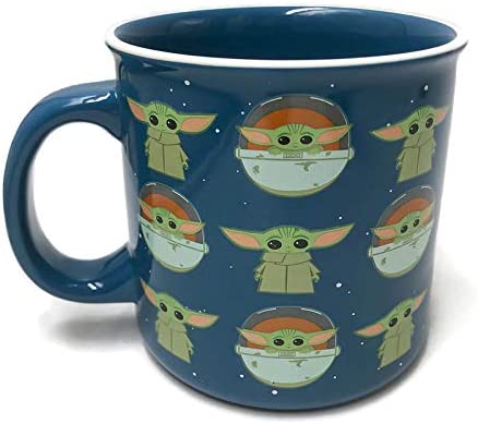 Silver Buffalo Star Wars The Mandalorian Repeat Poses Ceramic Camper-Style Coffee Mug, 20-Ounces