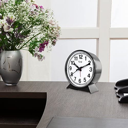 Equity by La Crosse 14075 Black Analog Wind-Up Alarm Clock