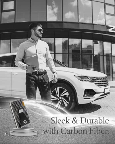 Carbon Fiber Minimalist Wallets For Men - Slim Money Clip Card Holder RFID Blocking Aluminum Metal Case Gifts For Him