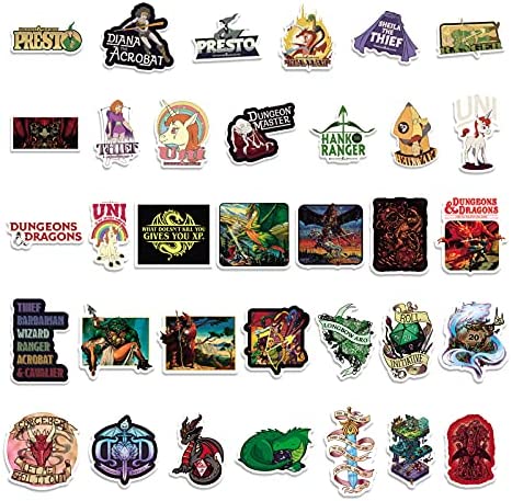 LYNE Dungeons_and_Dragons Stickers 102PCS Classic Game Graffiti for Boys and Girls Vinyl Decors for Laptop Luggage Bumper Cars Cup Skateboard Gifts for Kids