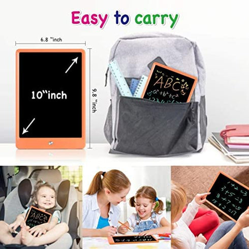 ORSEN LCD Writing Tablet 10 Inch, Colorful Doodle Board Drawing Tablet, Erasable Reusable Writing Pad, Educational for 3-6 Year Old Girls Boys(Orange)