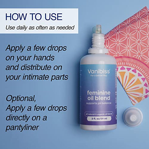 Vanibiss Feminine Oil Blend - Intimate Oil for Feminine Care - Relieves Vaginal Odor, Dryness, Itching and Irritation - Restores and Balance pH - Reduces Razor Bumps - Yoni Oil for Women (2fl.oz)