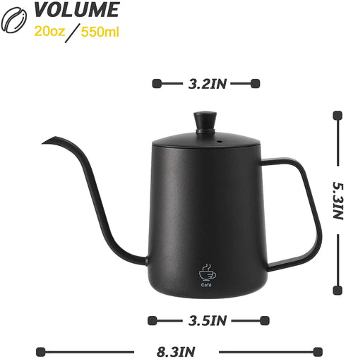 VEVOK CHEF Pour Over Coffee Kettle Mini 20 OZ Gooseneck Kettle Spout Coffee Pots Drip Coffee Maker Kettle Long Narrow Stainless Steel Pour Over Kettle