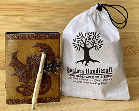 Leather Journal with Clasp Celtic Dragon Embossed Journal Vintage Sketchbook Parchment Paper Writing Wiccan Pagan Notebook for Women Diary Appointment Organizer Poetry Book 7x5 Inches