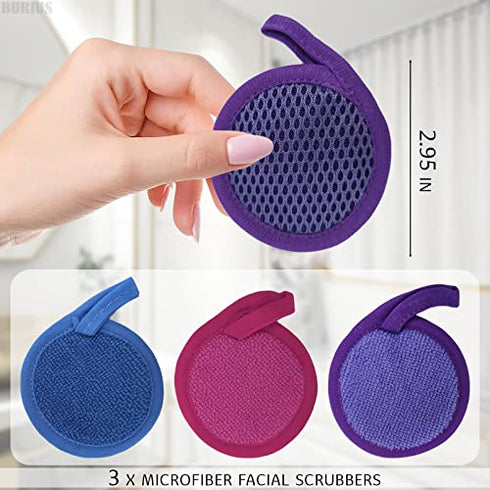 Makeup Remover Cloth Exfoliating Face Scrub - 3Pcs Microfiber Cloth Facial Blackhead Remover Reusable Eye Makeup Remover Pads Face Cleansing Wipes for Women, Men - Exfoliating Washcloth Acne Wipes