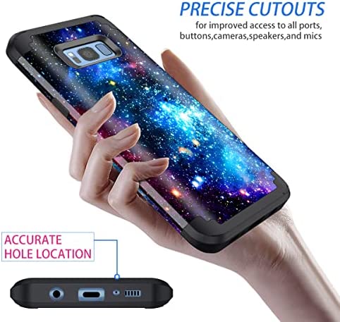 Miqala for Galaxy S8 Case,Shiny in The Dark Three Layer Heavy Duty Shockproof Hard Plastic Bumper +Soft Silicone Rubber Protective Case for Samsung Galaxy S8,Blue Sky