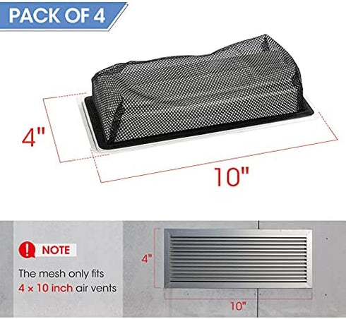 Floor Register Trap/Cover - Screen for Home Air Vent Filters 4"x10" 4-Pack