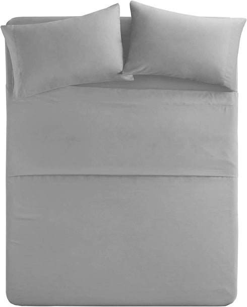Comfort Spaces Microfiber Set 14" Deep Pocket, Wrinkle Resistant All Around Elastic-Year-Round Cozy Bedding Sheet, Matching Pillow Cases, Twin, Light Gray,CS20-0119