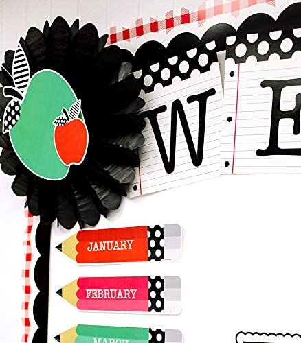 Schoolgirl Style Woodland Whimsy Red and White Bulletin Board Borders, 36 Feet of Scalloped Gingham Classroom Borders for Bulletin Board, White Board, Cork Board, Red & White Desk, Classroom Decor