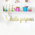 TOARTi Hello Gorgeous Wall Decor,Positive Mirror Decals,Inspirational Lettering Wall Sticker,Beautiful Gold Hello Gorgeous Vinyl Wall Decal for Women Bedroom Bathroom Home Decor