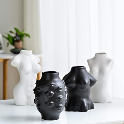 AMITD Female body form vase for Flower, Sex Body Art Vase, Vases for Decor, Modern Boho Chic Home Decor (White Body A)