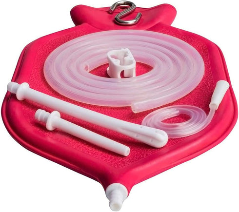 HealthAndYoga(TM) Enema Bag Kit (2 Quart) - Mess-Free, Hygienic Enema - Back Flow Prevention Valve - Rubber Latex Bag, Silicone Tubings with Privacy Storage Bag and Sterile Enema Sheet