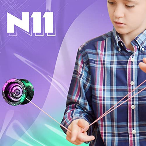 MAGICYOYO Professional N11 Unresponsive Yoyo for Kids, Metal Trick Yoyo for Adults, Alloy Aluminum Professional yo-yos with 4 Colors Yoyo Ball, Bonus 5 Yoyo Strings, Yo Yo Glove and Yo-yo Bag
