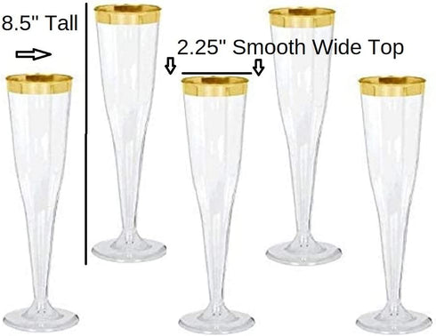 30 pc Gold Rimmed Clear Classicware Glass Like Champagne Toasting Flutes