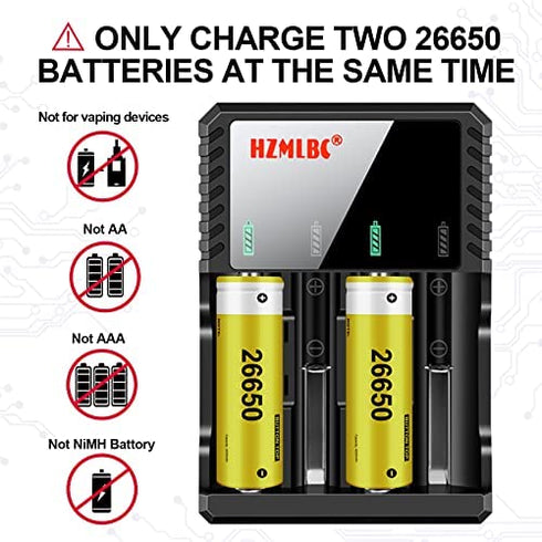 18650 Battery Charger Universal Smart 18650 Charger with LED Indicator for 3.7V Lithium ion Battery 18650 21700 26650 18500 16650 14500 Rechargeable Batteries (4 Bay)