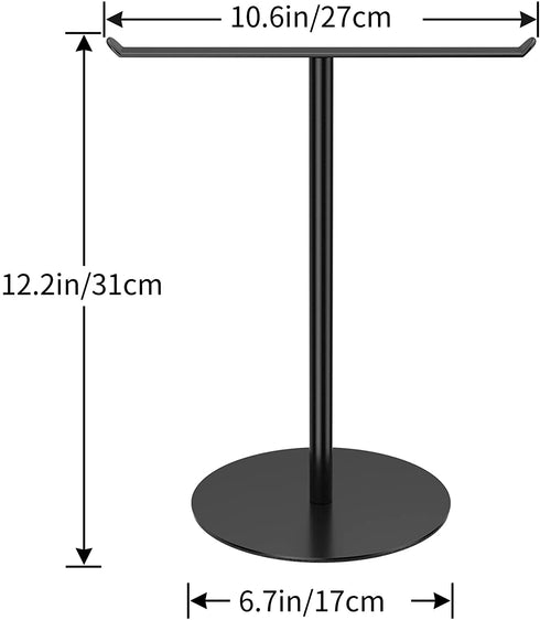 Giffgiss Towel Holder, T-Shape Modern Hand Towel Stand for Bathroom, Kitchen or Vanity, Height 12", Free-Standing Matte Black Countertop Towel Rack with Weighted Balanced Base