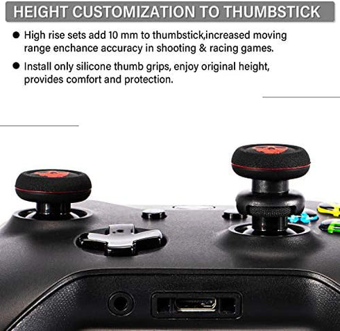 Playrealm FPS Thumbstick Extender Rubber Silicone Grip Cover 2 Sets for Xbox Series X/S & Xbox One Controller(Ghost Red)
