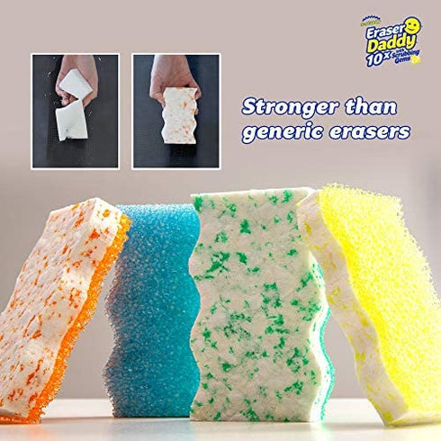 Scrub Daddy Eraser Sponge - 10x More Durable Than Traditional Erasers with Scrubbing Gems - Removes Dirt, Scuffs & Stains - Water Activated Sponge Eraser (2 Pack)