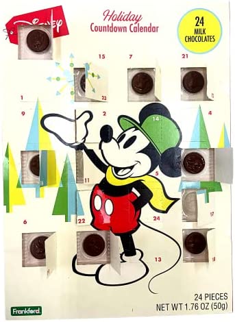 Disney Mickey Mouse and Friends Christmas Advent Countdown Calendar with 24 Milk Chocolate Pieces, 1.76 oz